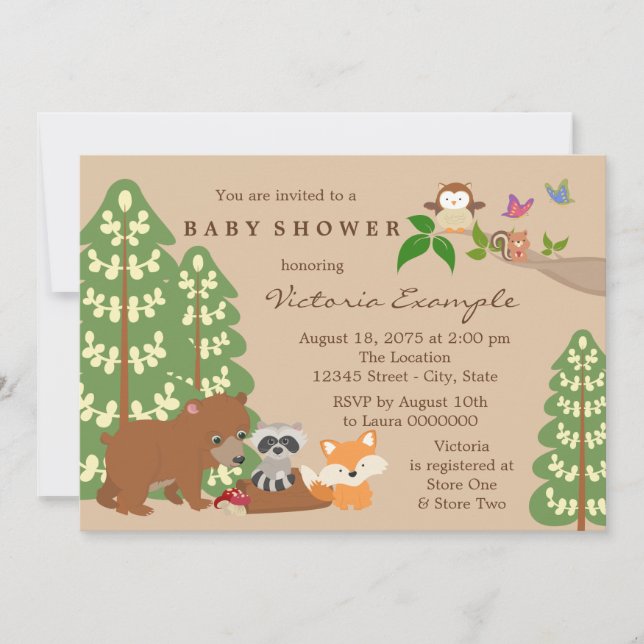 Invitación Baby Shower Bosque Forestal (Anverso)