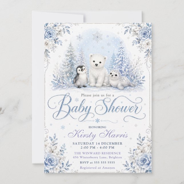 Invitación Baby Shower Bosque Invernal (Anverso)