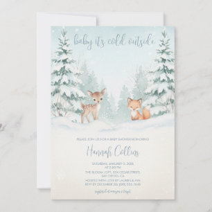 Invitación Baby Shower Bosque Invernal de Animales