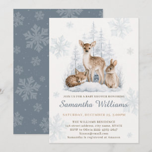 Invitación Baby Shower Bosque Invernal Nevado