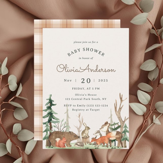 Invitación Baby Shower Bosque Invernal Rústico (Subido por el creador)