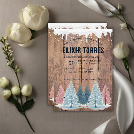 Invitación Baby Shower Bosque Invernal Rústico de Pinos