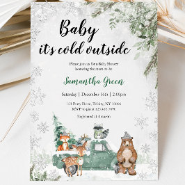 Invitación Baby Shower Bosque Invernal Verde
