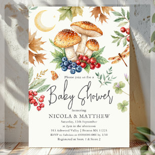 Invitación Baby Shower Bosque Otoñal Champiñones