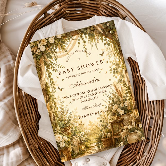 Invitación Baby Shower Botánico Boho Caprichoso (Subido por el creador)