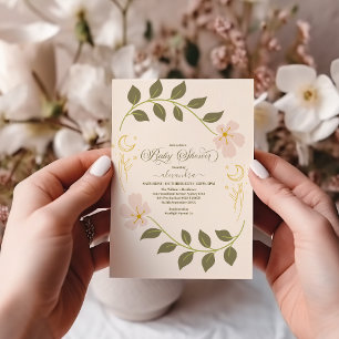 Invitación Baby Shower Botánico Celestial Vintage