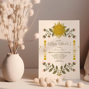 Invitación Baby Shower Botánico Celestial Vintage