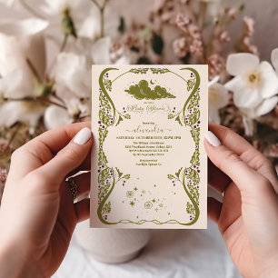 Invitación Baby Shower Botánico Celestial Vintage