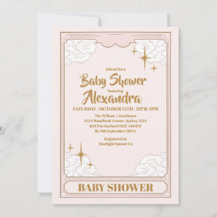 Invitación Baby Shower Botánico Celestial Vintage