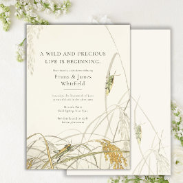 Invitación Baby Shower Botánico de Saltamontes Naturalista