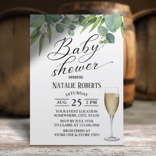 Invitación Baby Shower botánico elegante de tipografía (Subido por el creador)