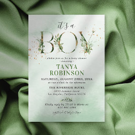 Invitación Baby Shower Botánico Greenery Boy