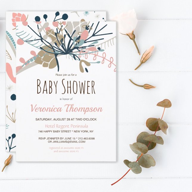 Invitación Baby Shower botánico Rustic Pastel (Subido por el creador)