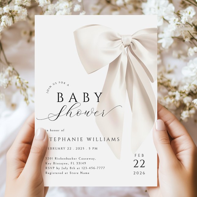 Invitación Baby Shower Bow blanco (Subido por el creador)