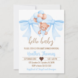 Invitación Baby Shower Bow Blue Bow