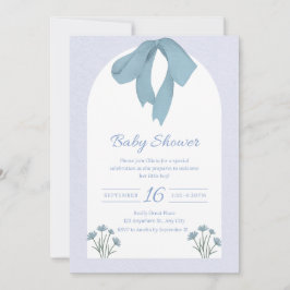 Invitación Baby Shower Bow Blue Bow