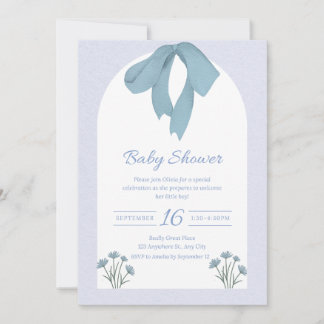 Invitación Baby Shower Bow Blue Bow
