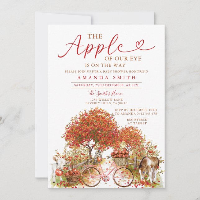 Invitación Baby Shower Bow Naranja Gingham de Apple (Anverso)