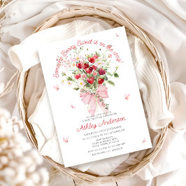Invitación Baby Shower Bow rosa de fresa de verano