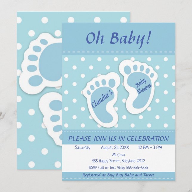 Invitación Baby Shower Boy (Anverso / Reverso)