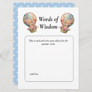 Invitación Baby Shower Boy Teddy Balloon Wisdom