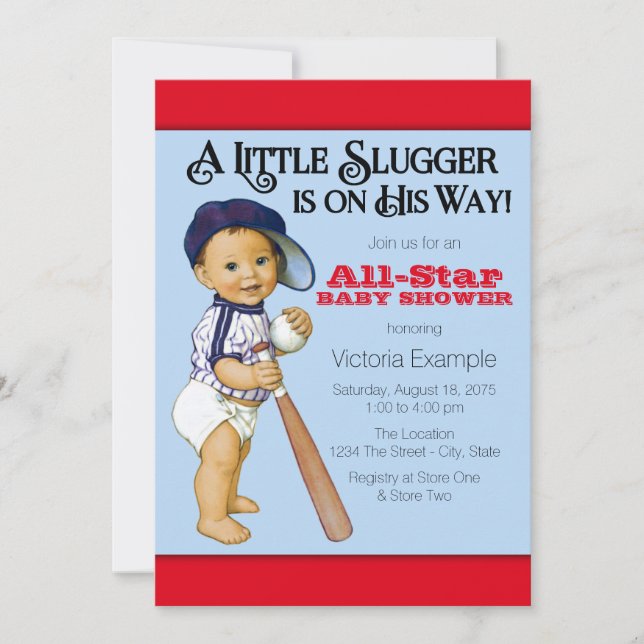 Invitación Baby Shower Boys Baseball (Anverso)