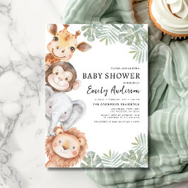 Invitación Baby Shower Boys Safari Animals