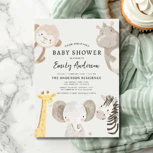 Invitación Baby Shower Boys Safari Animals
