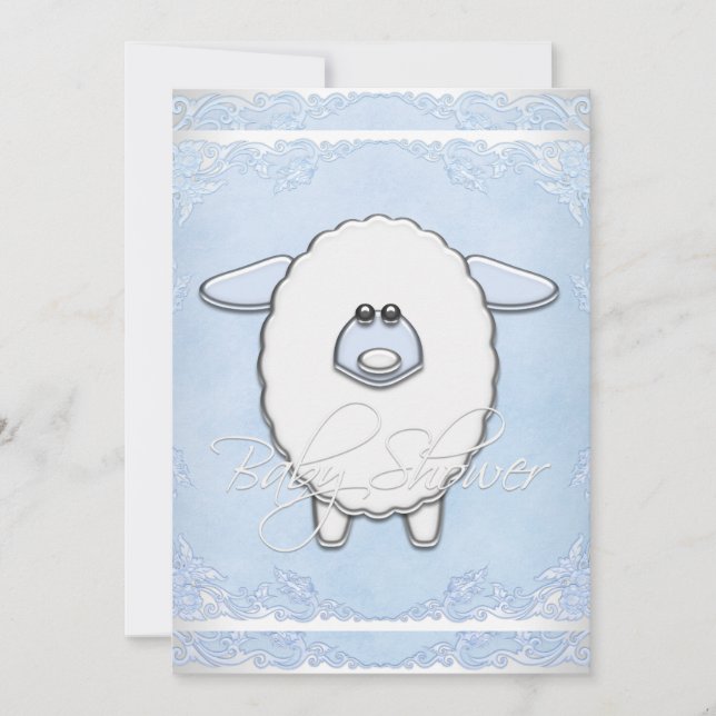 Invitación Baby Shower Boys Sweet Blue Sheep (Anverso)
