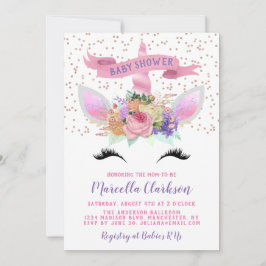 Invitación Baby Shower Bright Floral Unicorn