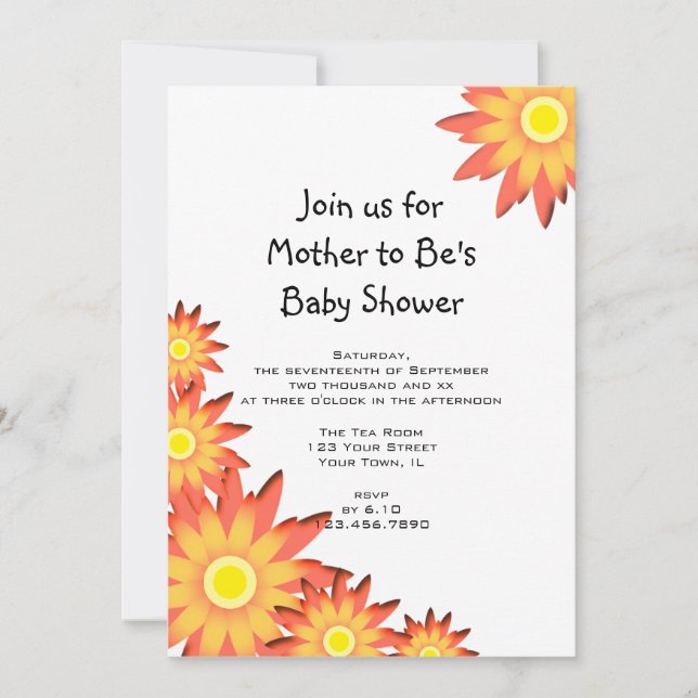Invitación Baby Shower Bright Sunflowers (Anverso)