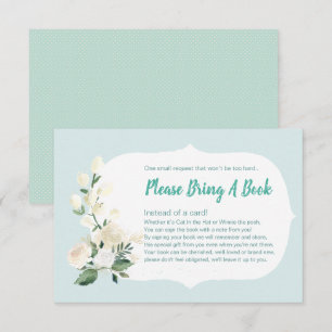 Invitación Baby Shower Bring un libro Blue and Rosas