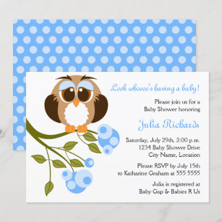 Invitación Baby Shower Brown Eyes Baby Owl