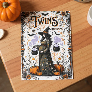Invitación Baby Shower Bruja de Halloween - Los gemelos se es