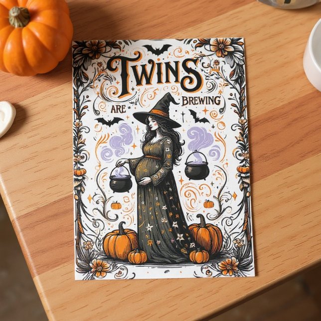Invitación Baby Shower Bruja de Halloween - Los gemelos se es (Subido por el creador)