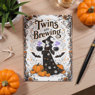Invitación Baby Shower Bruja de Halloween - Los gemelos se es