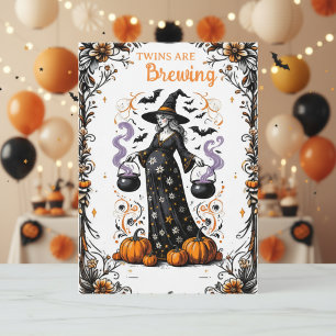 Invitación Baby Shower Bruja de Halloween - Se están preparan