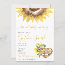 Invitación Baby Shower Brunch, Bubbly y Baby Sunflower