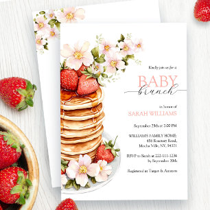 Invitación Baby Shower Brunch moda Floral Fresa Pancake