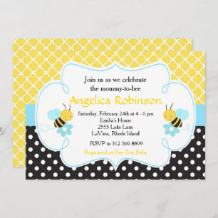 Invitación Baby Shower Bumble Bee Yellow and Black Boy