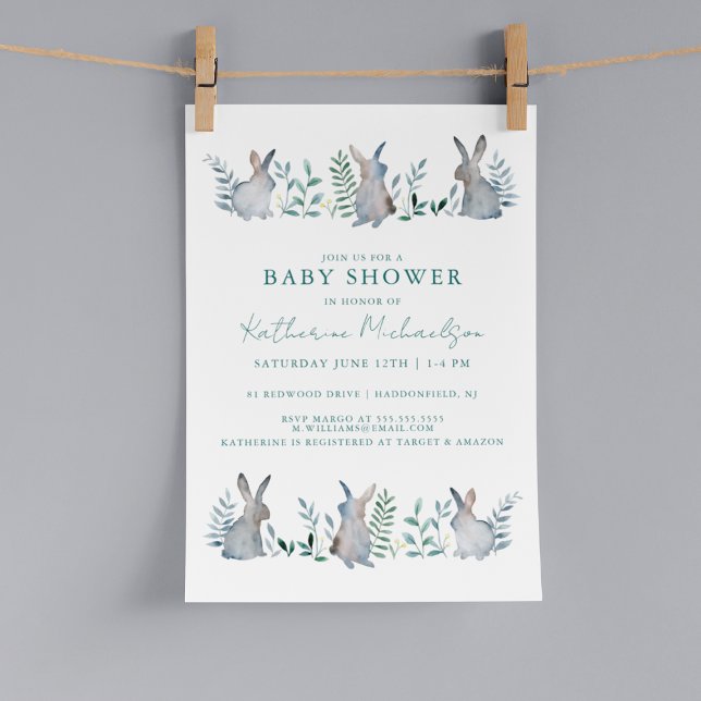 Invitación BABY SHOWER | Bunny acuarela (Subido por el creador)