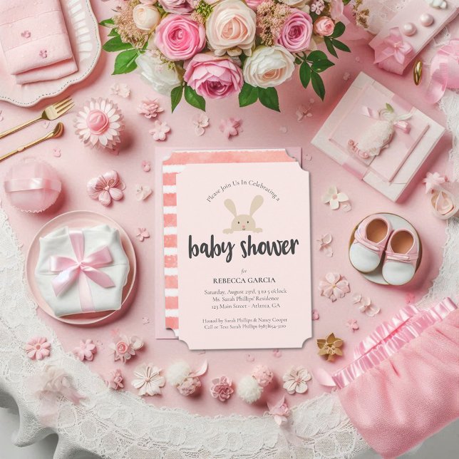 Invitación Baby Shower Bunny Baby Girl Pink (Subido por el creador)