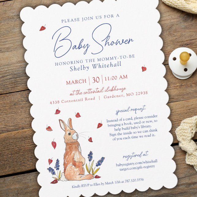 Invitación Baby Shower Bunny de color de agua (Subido por el creador)