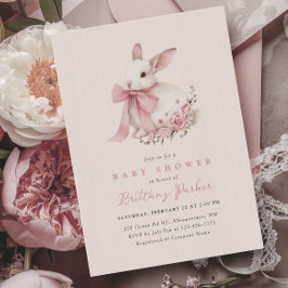 Invitación Baby Shower Bunny Pink Bow