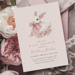 Invitación Baby Shower Bunny Pink Bow