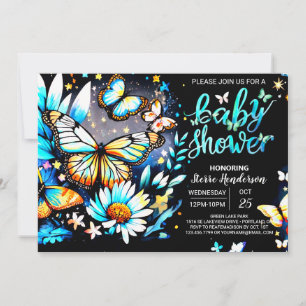 Invitación Baby Shower Butfly Editable Blue Boy