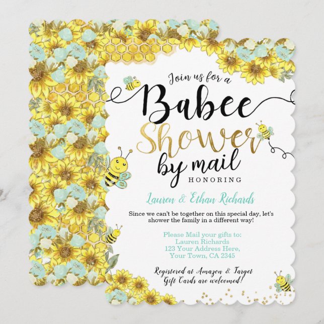Invitación Baby Shower by Mail Bee (Anverso / Reverso)