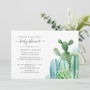 Invitación Baby Shower Cacti Parejas Botánicas Suculentas