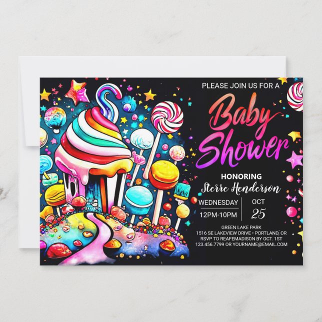 Invitación Baby Shower Candyland moderno (Anverso)