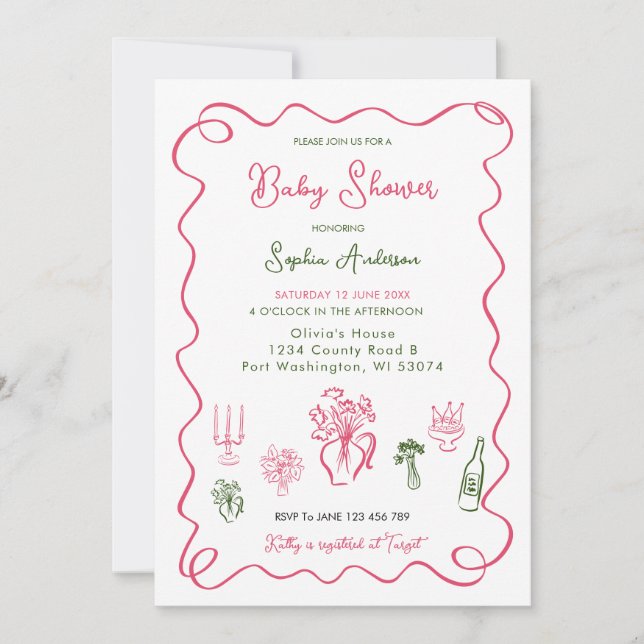 Invitación Baby Shower caprichoso (Anverso)